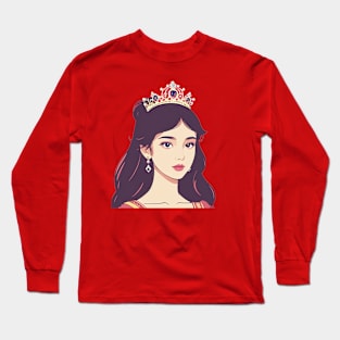 Illustration of a Young Princess in Pink Long Sleeve T-Shirt